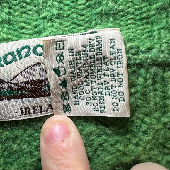 ARAN CRAFT 100% Merino Wool Open Front Short Sweater Cardigan Green XL - Picture 8 of 13